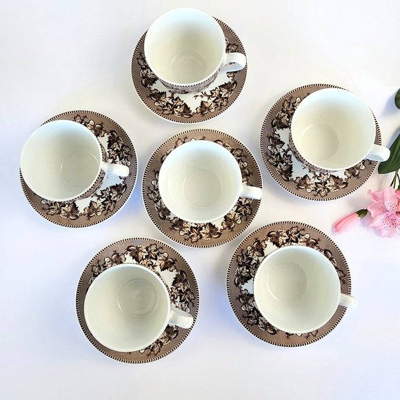 Vintage - Set of 6 - Flat Cup & Saucer Set - Westbourne by SPODE - Picture 4 of 14